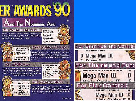 Nintendo Power Awards '90 Nominations (81): Nominees List (Graphics and Sound, Theme and Fun, Play Control)